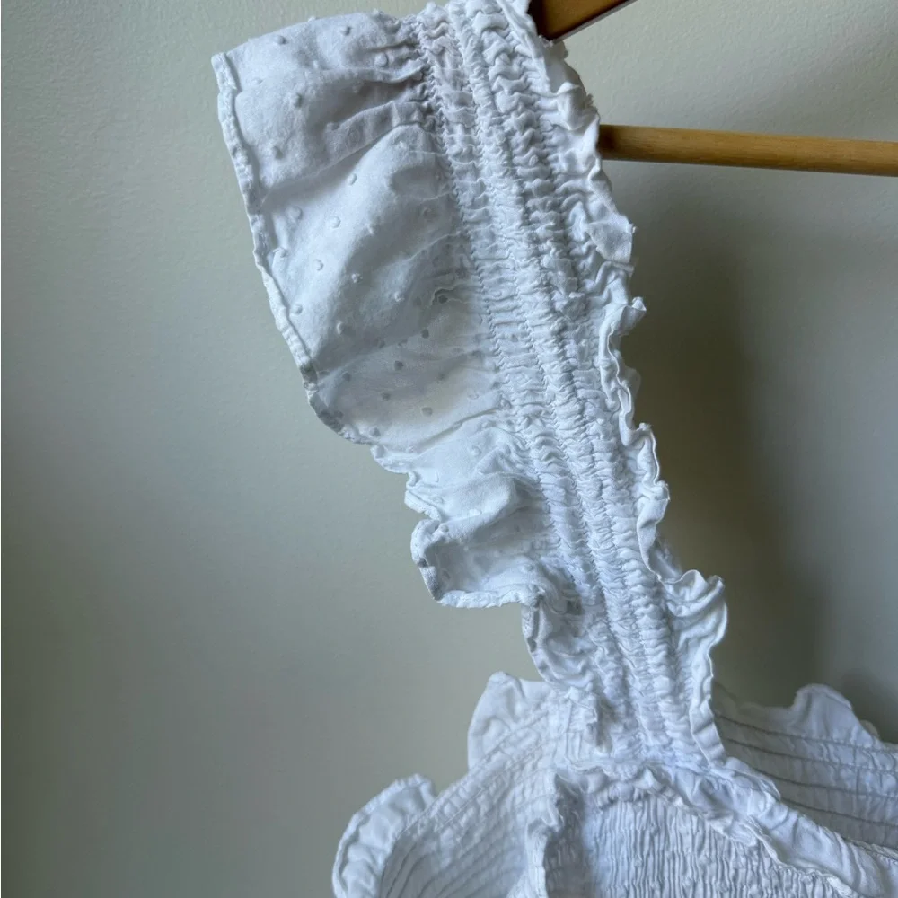 HILL HOUSE Ellie Nap Dress Tiered Swiss Dot Ruffle Cottagecore Coquette White L - Picture 5 of 7